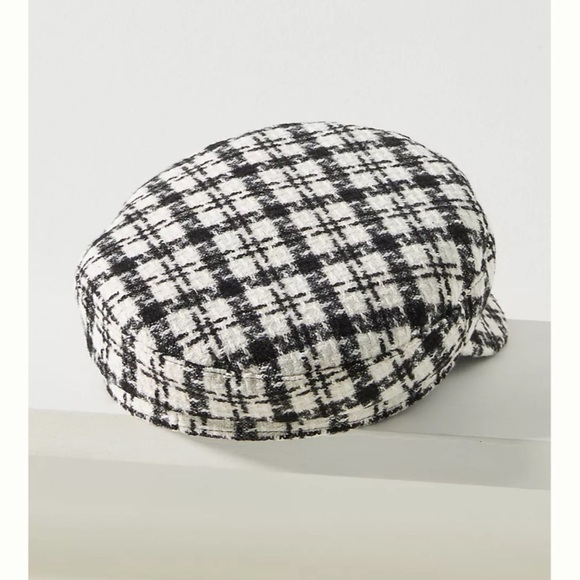 Anthropologie houndstooth newspaper cap new without tags